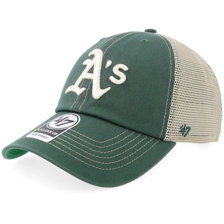47 Brand - MLB Grønn trucker Caps - Oakland Athletics Trawler Clean Up Dark Green Dad Cap Trucker @ Hatstore