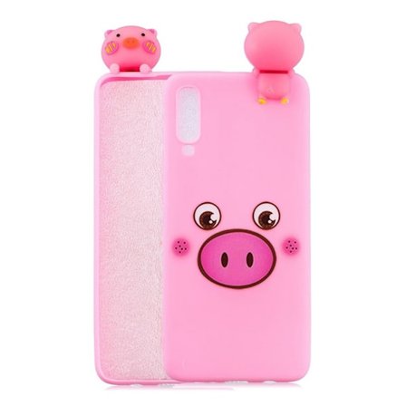 Samsung Galaxy A70 3D Animal Doll mønstret cover - gris
