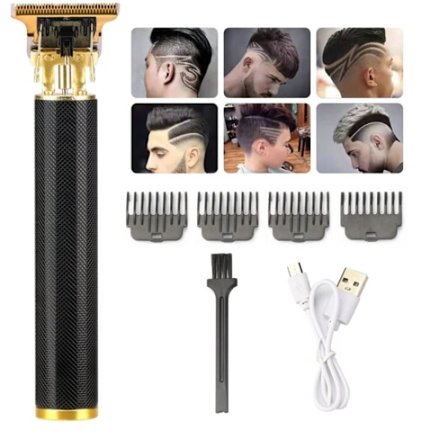 Svart elektrisk hårtrimmer T9 hårklippning rak trimmer hår