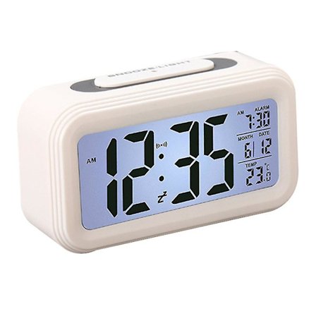 LCD elektronisk klocka Digital klocka med stor LCD-skärm, bakgrundsbelysning, kalender och temperatur, nattkänslighet