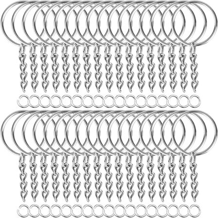 120 kappaletta 25 mm avaimenperiä, renkaita, avaimenperiä ketjulla, avattava rengas, tee-se-itse avaimenperä, askartelusetti, avaimenperä askarteluun,