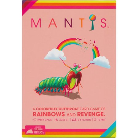Mantis fra Exploding Kittens - 2-6 spillere - Alder 7+ - 10 minutters spilletid - Hårdtslående matchende kortspil - Familie spilaften