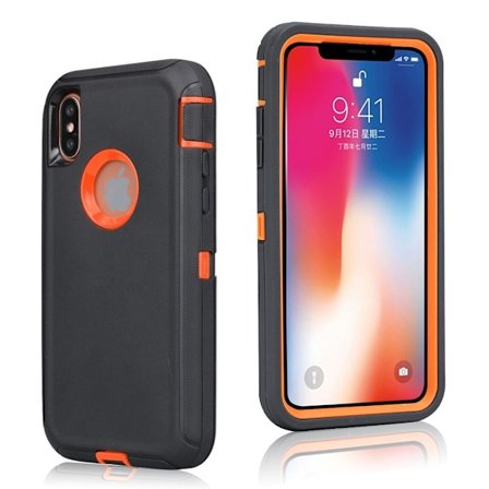 iPhone Xs Max beskyttelsesdæksel af plast og TPU - Sort Og Orange