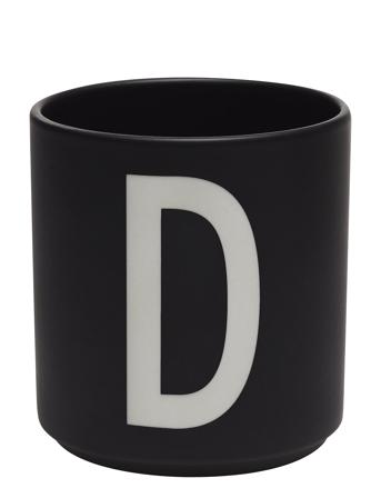 Black Porcelain Cups A-Z Black Design Letters