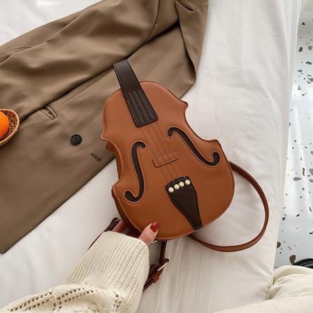 Naisten tytön reppu olkalaukku koululaukku Trendikäs Laukut Urkukitara Crossbody Laukku Persoonallisuus Viulu Vintage Brown
