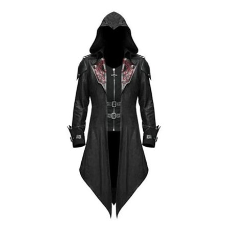 Mub- Zip Up Kostume Hoodie Mænd Steampunk Jakke Middelalderlig Lang Gotisk Victorian Frock Frakke til Halloween 1 V .