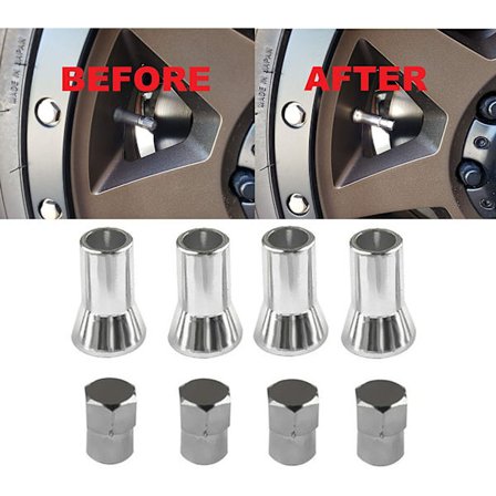 Universal TPMS Chrome Ventilspindelhylsedeksel og dekseltrimsett