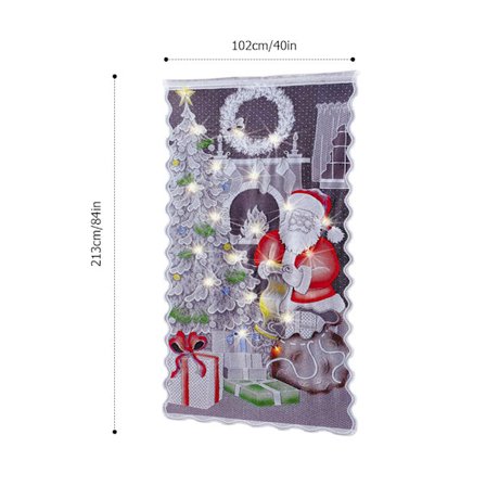 Julegardiner med blonde LED-lys Julenissen Halvmørkleggende Gardiner Stue Soverom Hjemmeinnredning