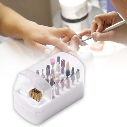 30 Fack Nagelborr Bit Hållare Salong Lättvikt Hem DIY med Rengörings Mässingstråd och Mjuka Borstar Polerings Bit Förvaringslåda