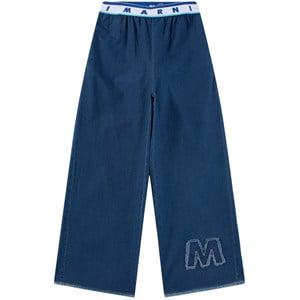 Kids - Marni Navy Branded Wide Leg Denim Trousers - Bottoms - 14 years - Blue