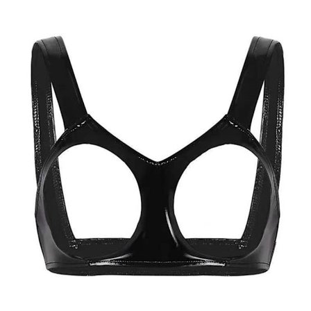 Kvinnor Läder BH Nattklubb Exposed Chest Crop Tops