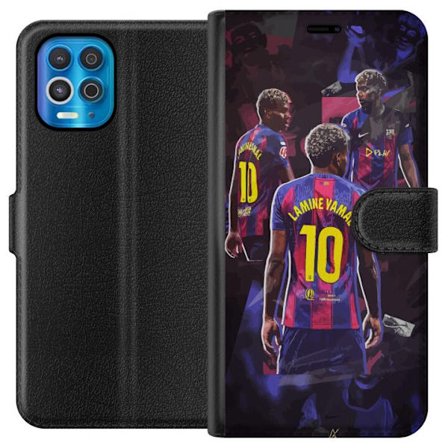 Kompatibelt Lommeboketui til Motorola Motorola Edge S Lamine Yamal i Barcelona-kollage med trøye nummer 10, kraftige poseringer, kontrastfarger og dy