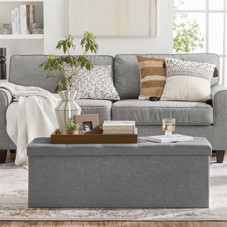 Stor fotskammel med oppbevaring 110 × 40 × 38 cm - Grå