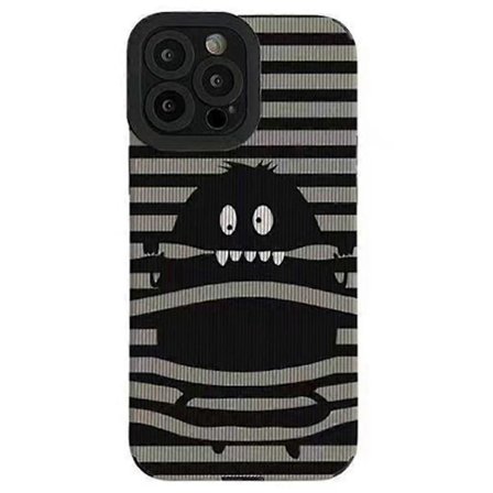 Skal till iPhone 16 Pro, tecknad monsterdesign, PU-läder + TPU-telefonskydd