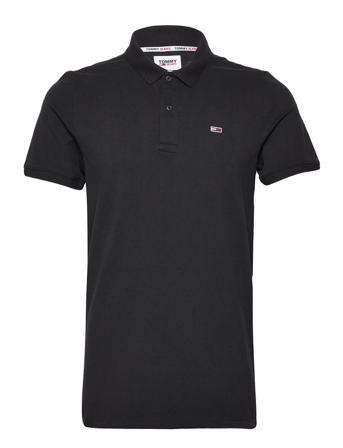 Tjm Solid Stretch Polo Polos Short-sleeved Sort Tommy Jeans