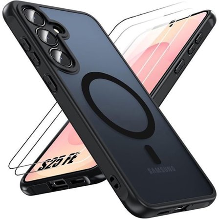 Stødsikkert cover til Samsung Galaxy S25 FE med kameralinsebeskyttelse & magnetisk ring [JUN] Sort_OF