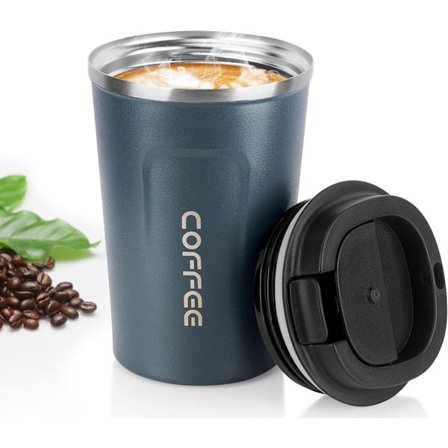 Kaffekopp, 380 ml vakuum återanvändbar läckagesäker dubbelväggig kaffekopp, isolering rostfritt stål miljövänlig rese kontorsmugg för varm kaffe te