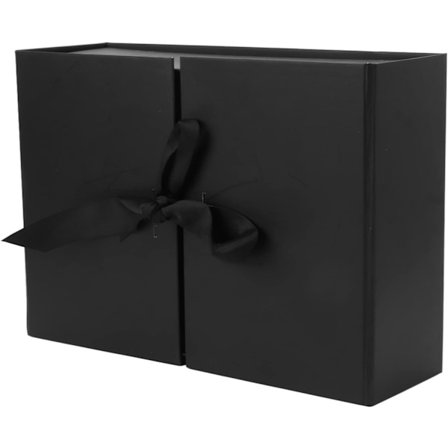 Presentförpackning med dubbla dörrar och rosettdesign, enkel att montera, dekorativ och praktisk för förvaring (svart)