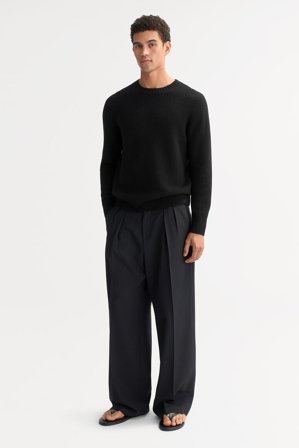 Soft Goat - Men's Chunky crewneck - Men cashmere sweater - M - Black