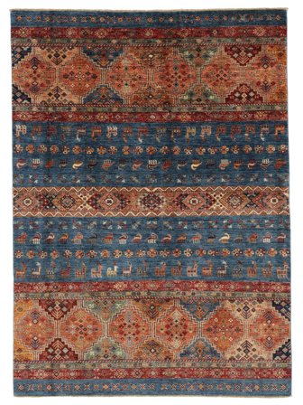 Shabargan Matta 176X241 Svart/Mörkröd Ull, Afghanistan