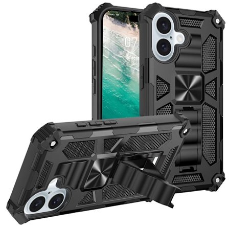 iPhone 16 Skal med Stativ - Svart