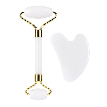 Naturlig Jade Roller Och Gua Sha Set, Jade Facial Stone Roller För Rynkor, Autentisk Jade Roller Med 2 Styck Massageverktyg För Ansiktsskrapning, 