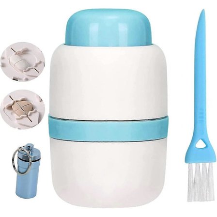 SDIGV Pilledeler, 1/4 Deler, 1/2 Deler Robust Tablettdeler, Skjult Blad, Ideell for Kutting av Vitaminer, Tabletter (Blå)