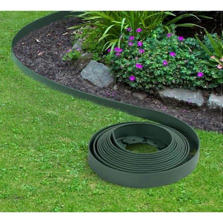 Grøn fleksibel kantafgrænsning til haven 10 M grøn højde 5 CM + 30 pløkker