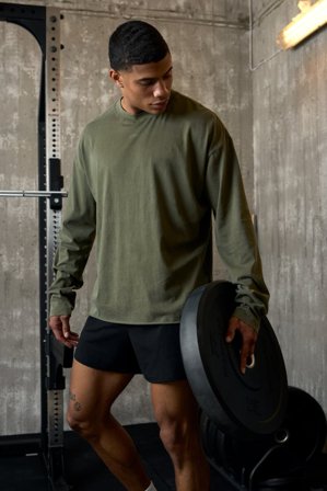 Grit Stonewashed Long Sleeve T-shirt Print Dark Khaki Green