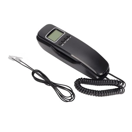 Fastnettelefon med genopkald, LCD-skærm, valgbar ringetone, kompakt kablet fastnettelefon til hjemmekontor, hotel, sort