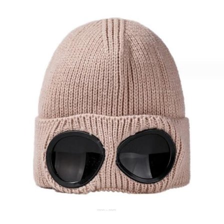 Beige strikket hue til mænd, strikket uldhue efterår-vinter