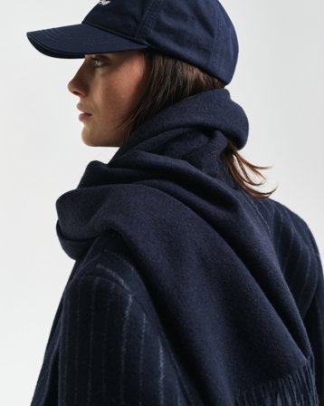 GANT Damen Gewebter Wollschal (ONE SIZE) Marineblau