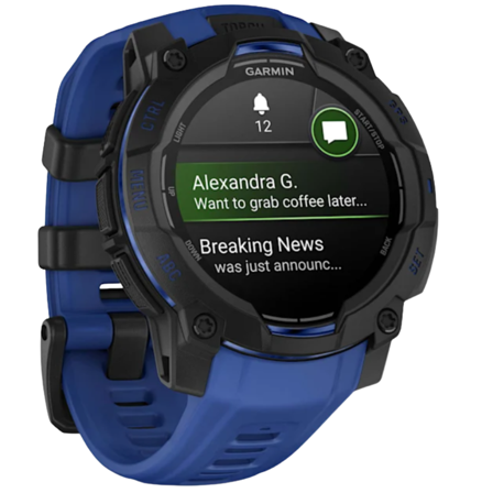 Garmin Instinct 3 - 45 mm, Amoled Black With Bolt Blue/Black Silicone Band