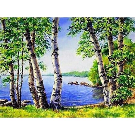 30 x 40 cm, landskap ved sjøen Diamond Painting Broderi Dia