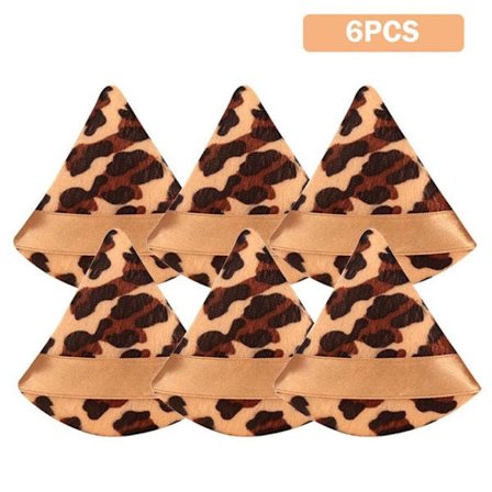 6 stk Trekant Leopard Puff Powder Puff Kosmetisk Puff Myk