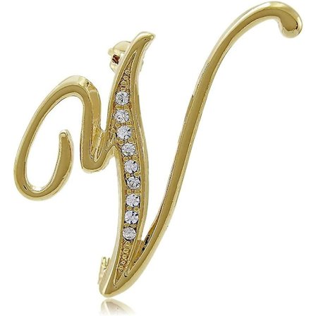 Initial Brev A-z Brosch Pin Lapel Pin För Kvinnor, Guldton