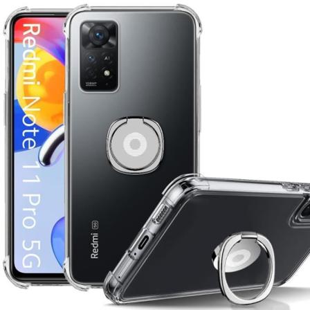Etui til Xiaomi Redmi Note 11 Pro Shockproof Transparent med sølvringholder