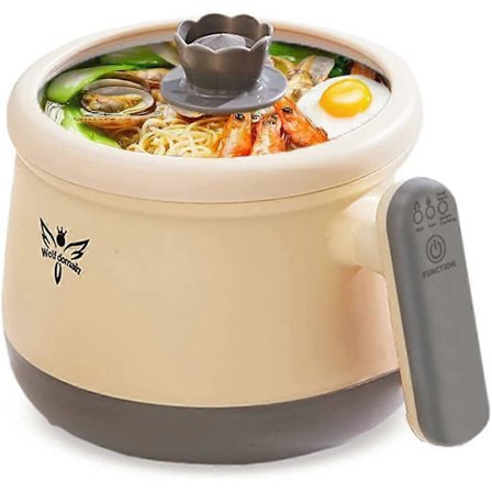Smart Automatisk Multifunktionell Elektrisk Gryta 1.8L, Shabu Shabu Mini Non-Stick Gryta med Multi-Effektkontroll, Elektrisk Kokare med Härdat Glas