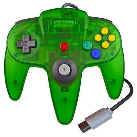 (Grön) N64 Handkontroll Spel Fjärrkontroll Joystick Gamepad System Spel Långt Handtag för Nintendo