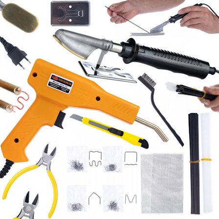 Plastsvejse- og Hæftepistol Sæt – til Plastreparation | 200 Hæfteklammer | til Bil og Hobby