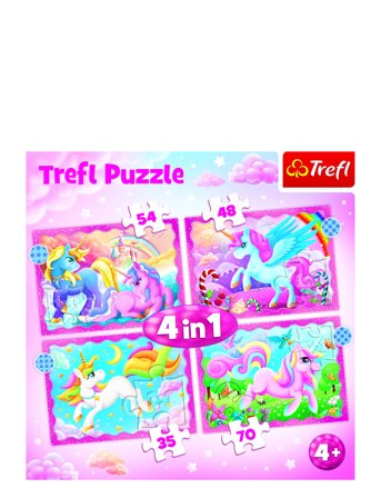 Trefl | Trefl 4 I 1 35+48+54+70 Bit Unicorns&Magic | ONE SIZE