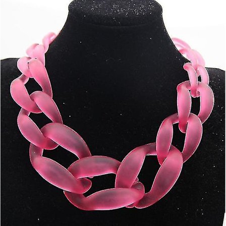Rose Red Vintage Resin Lackingone Akryl Krave Chunky Choker Statement Bib Kæde Halskæde Vedhæng