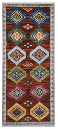 Berber Colourful Rug 77X198 Runner Black/Brown Wool, Afghanistan