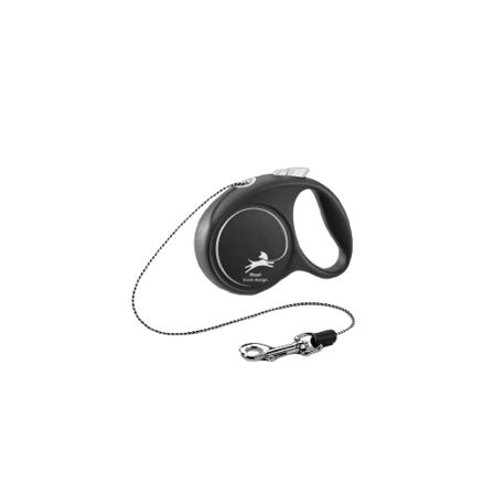 Flexi - Rullebånd Black Design Cord, 3m, XS, maks 8 kg, Sølv - Hund - Halsbånd - ZOO.no