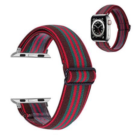 Apple Watch Series 6 / 5 44mm nylon pattern watch band - Green / Red Line