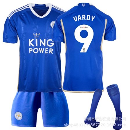 2023 Leicester City hjemmebane fotballdrakt uniform-Vardy+strømper