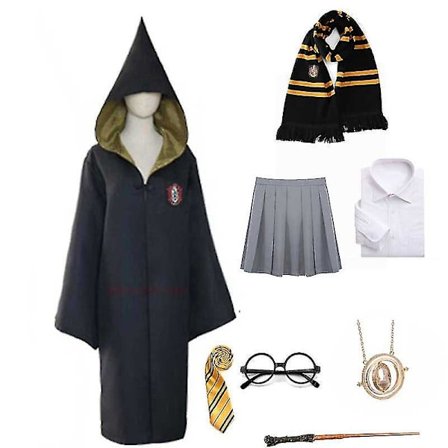 Kvinnor Flickor Häxa Skoluniform Hermione Cosplay Robe Klänning Tröja Wand Magic College Halloween kostym