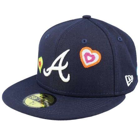 New Era - MLB Bleu fitted Casquette - Atlanta Braves 59FIFTY Chainstitchheart Navy Fitted @ Hatstore