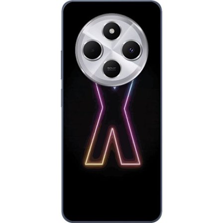 Kompatibel Mobilcover til Xiaomi Xiaomi Redmi 14C Neonbogstav X i stærke farvevariationer mod sort baggrund, kraftfuldt typografisk design med tydeli