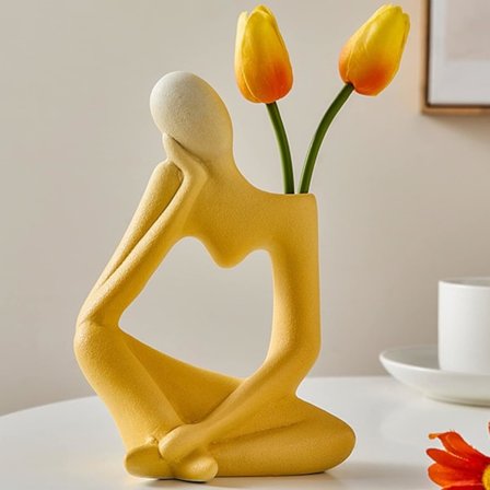Thinker Vase Moderne Stuedekor Kropp Vaser for Pampasgress Estetisk Vase Bok Ansikt Vase Blomster Keramisk Bok Vase Tulip Skulptur Moderne Dekor